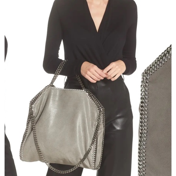 Stella McCartney Falabella Shaggy Deer foldover tote in Light Grey - Picture 3 of 11